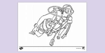 Scuba diver colouring page colouring sheets teacher made