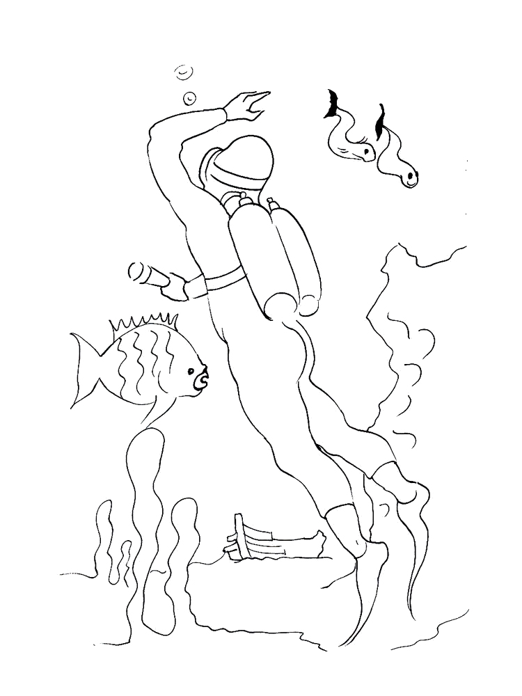 Scuba diving coloring pages