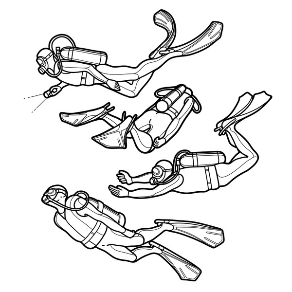 Diver line art royalty