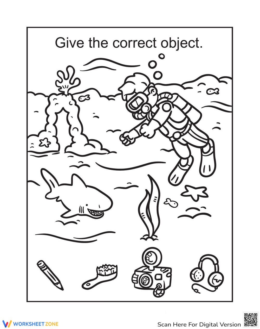 Scuba diving missing object worksheet