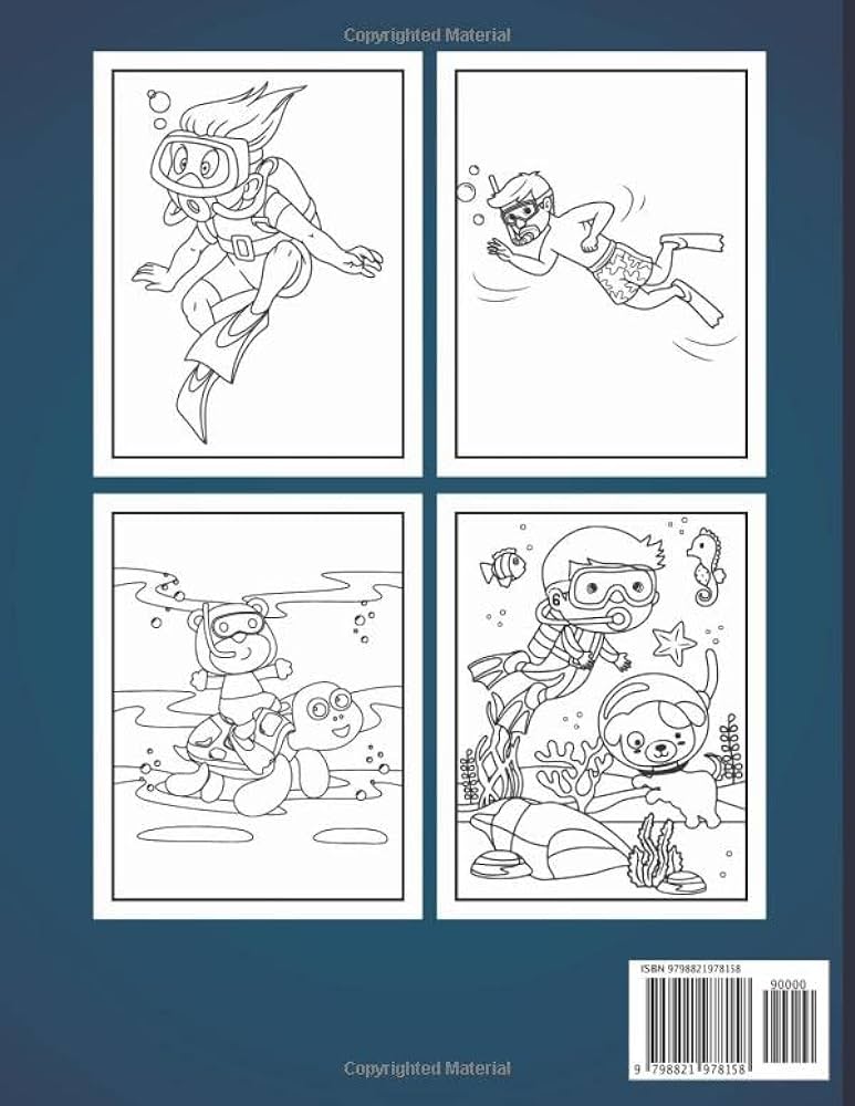 Scuba diving kids coloring book this cute and funny underwater scuba diving activity coloring book for little kids book earth of books