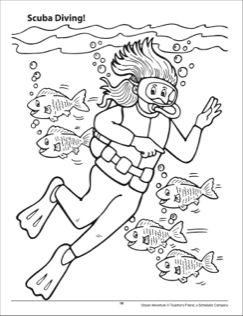 Scuba diving ocean adventure coloring page