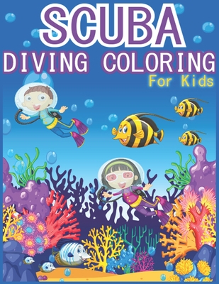 Scuba diving coloring book for kids more than easy scuba diving illustrations