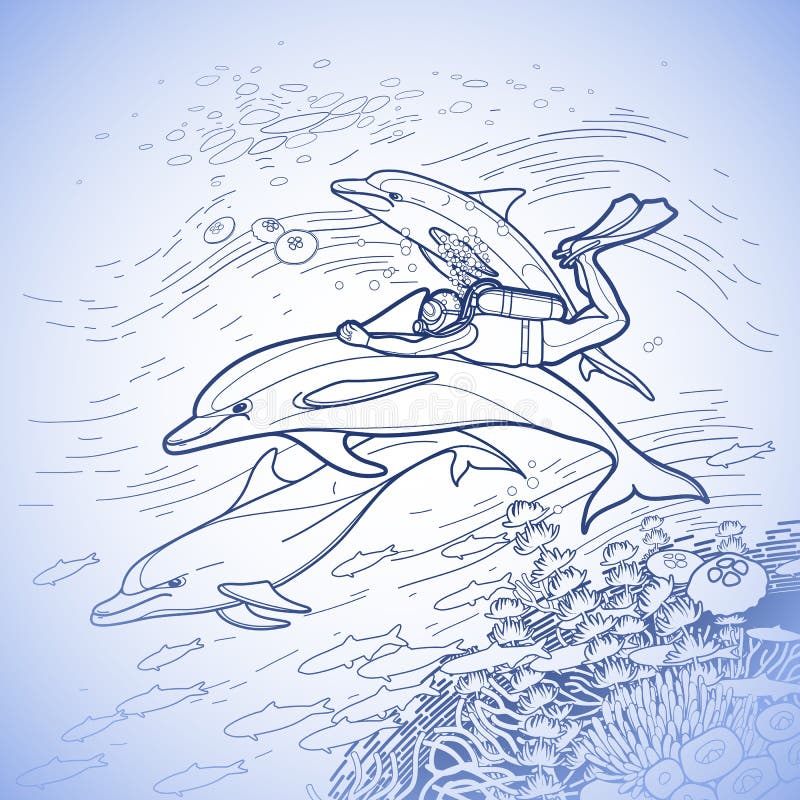 Scuba diver coloring stock illustrations â scuba diver coloring stock illustrations vectors clipart