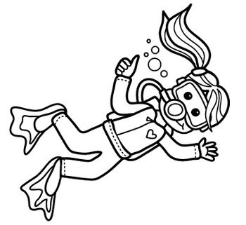 Free clipart underwater adventure kid scuba diver free clip art clipart black and white kids adventure