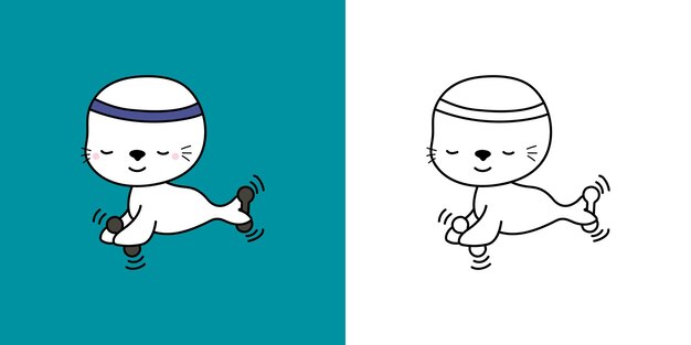 Premium vector kawaii clipart sea calf sportsman illustration and for coloring page funny kawaii seal sportsman