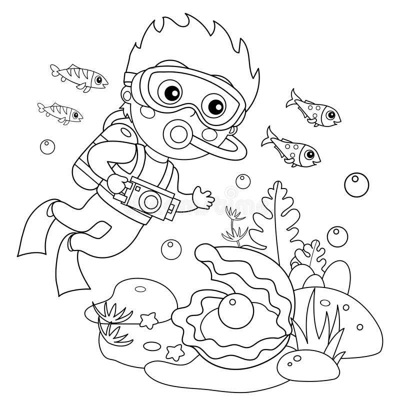 Scuba diver coloring stock illustrations â scuba diver coloring stock illustrations vectors clipart