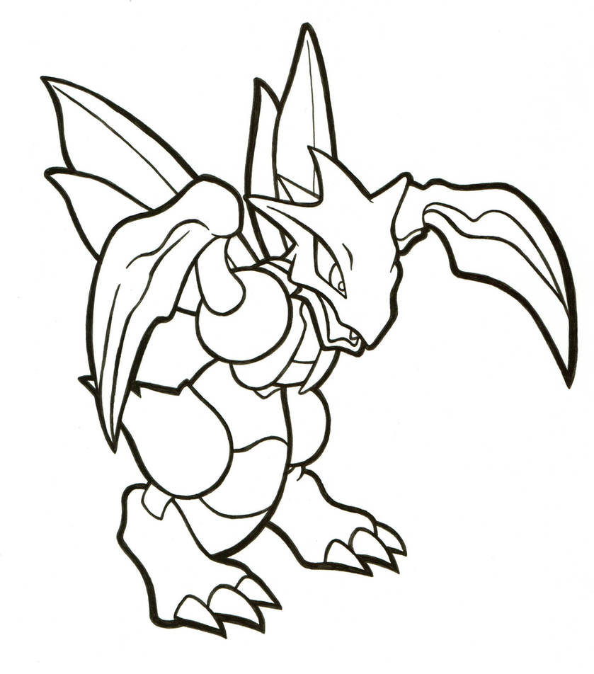 Scyther lineart by articwolfspirit on