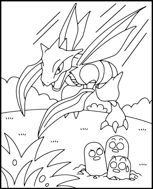 Scyther coloring page pokemon dragon