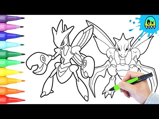 Pokeon coloring scyther and scizor i fun coloring videos for kids