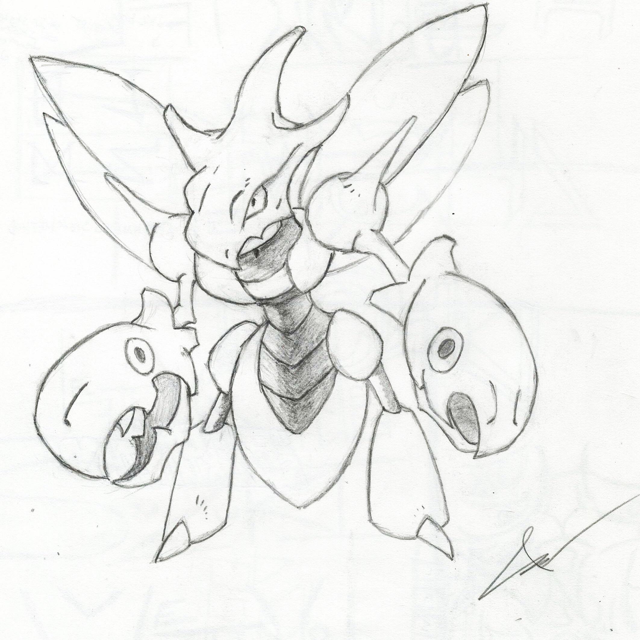 A mash up between scyther and scizor after concept art from ken sugimori rpokemon