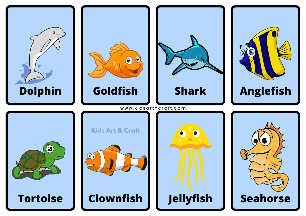 Sea animal flashcards â free printables
