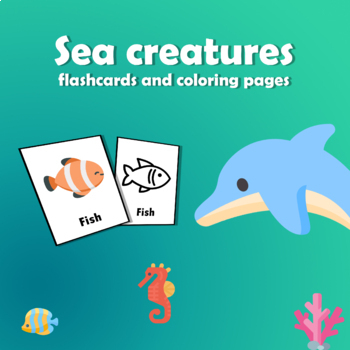 Sea animals flashcards posters coloring pages by hope learning esl