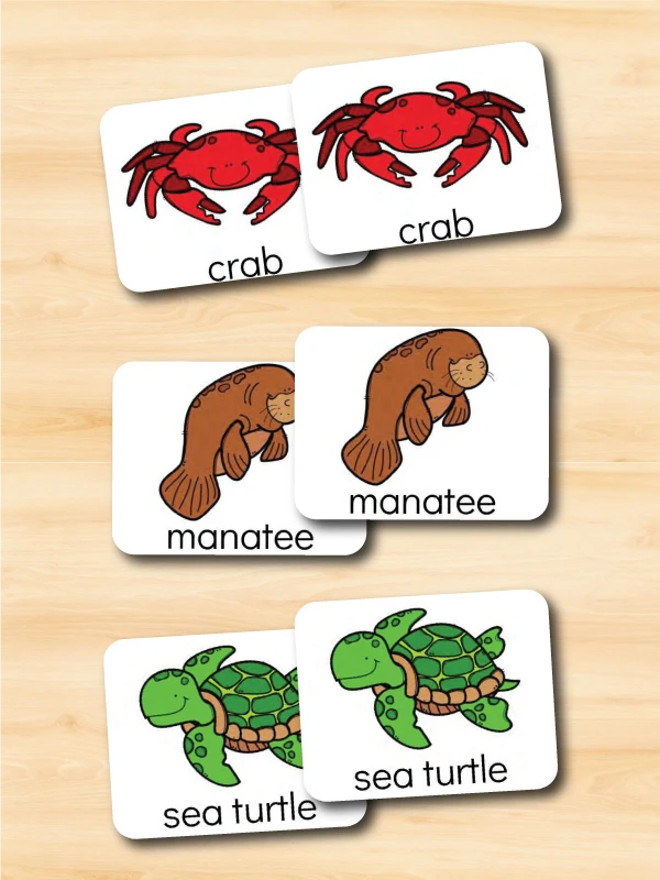 Free ocean printable matching game for preschoolers