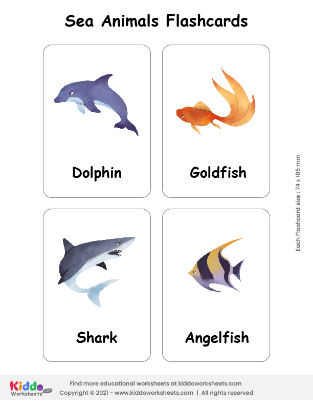 Free printable sea animals flashcards flashcards