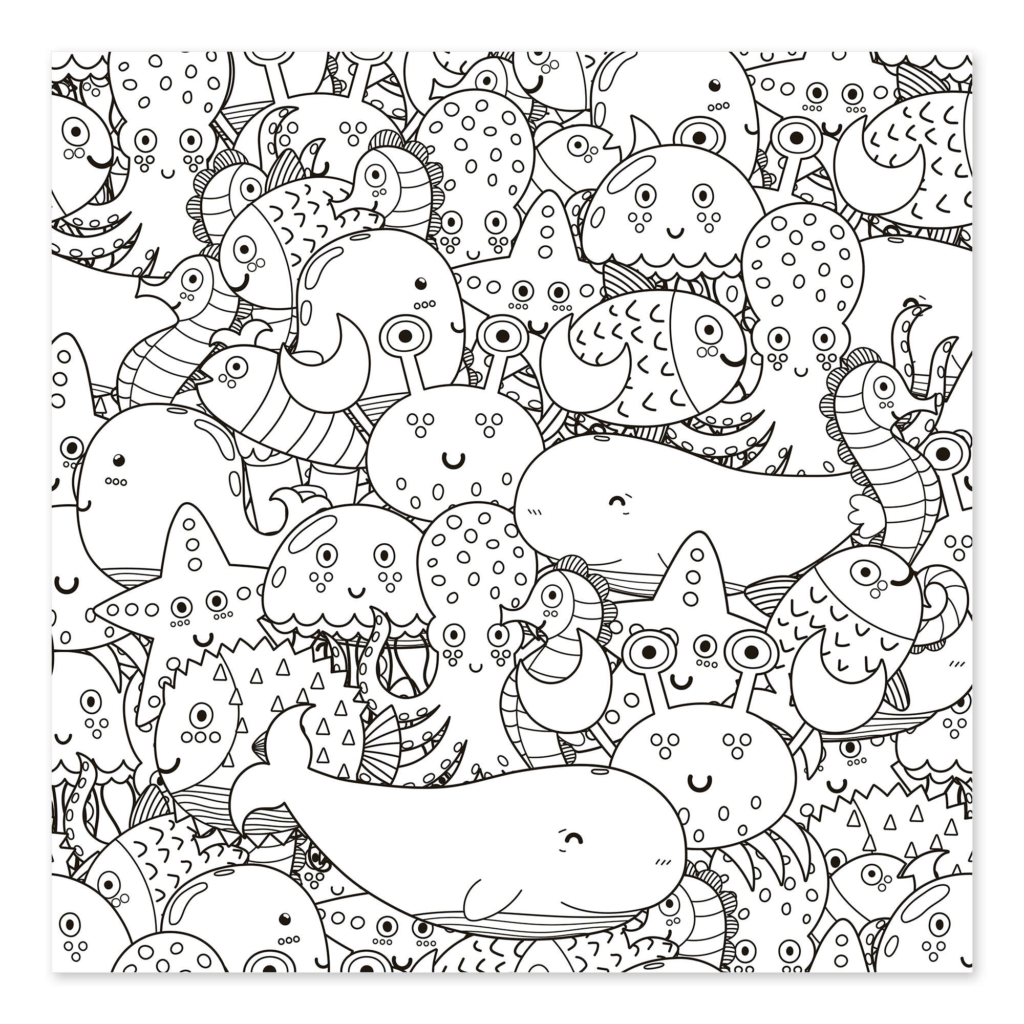 Sea animals von editors choice as a colouring poster