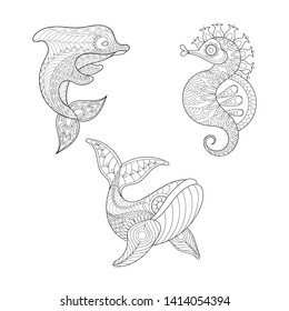 Coloring page adult therapy hand drawn stock vector royalty free