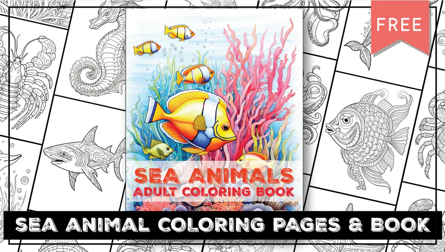 Sea animal coloring pages for kids adults