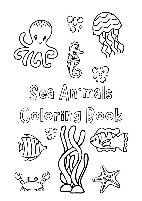 Sea animals coloring book kids education bookprintable coloring booklearn sea animals names download now