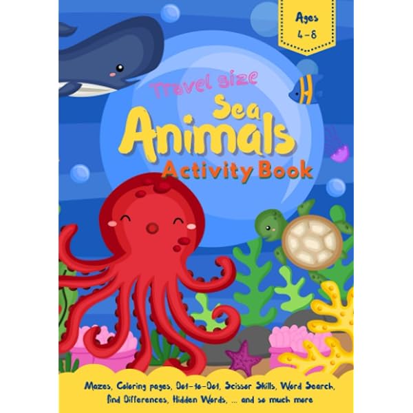 Sea animals activity book for kids perfect x travel size book mazes coloring dot
