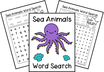 Sea animals word search free