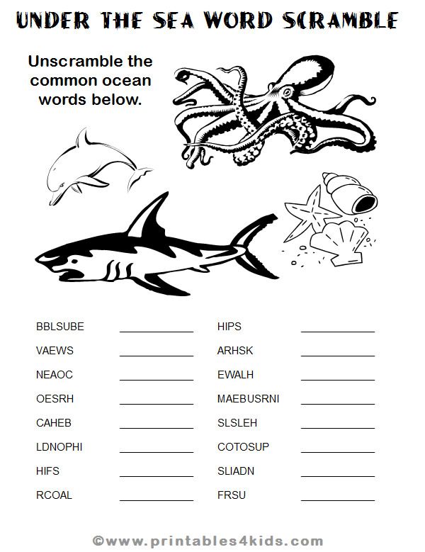 Under the sea ocean word scramble ocean words under the sea ocean lesson plans