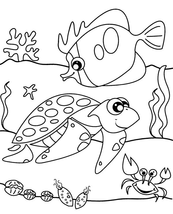 Sea animals coloring sheet for children printable image fish coloring page free coloring page â turtle coloring pages fish coloring page animal coloring pages