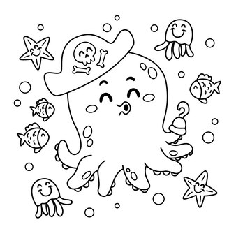 Ocean animals coloring pages printable vectors illustrations for free download