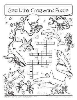 Sea life theme sketch crossword simple crossword puzzles daily crossword puz