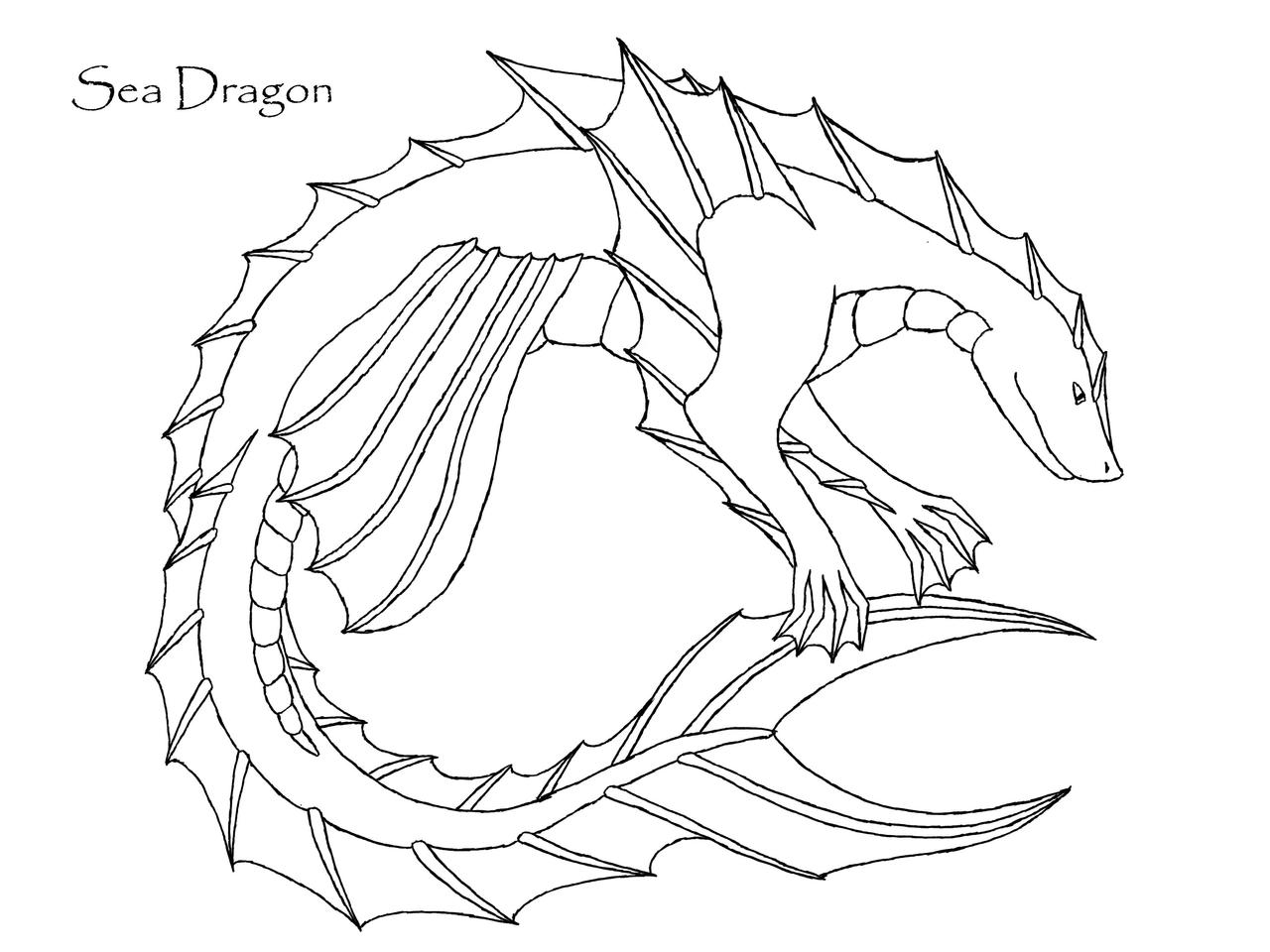 Sea dragon lineart by snakeshine on