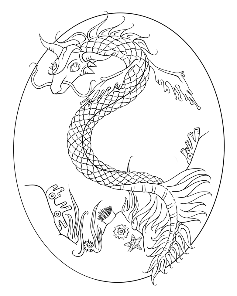 Water dragon coloring page