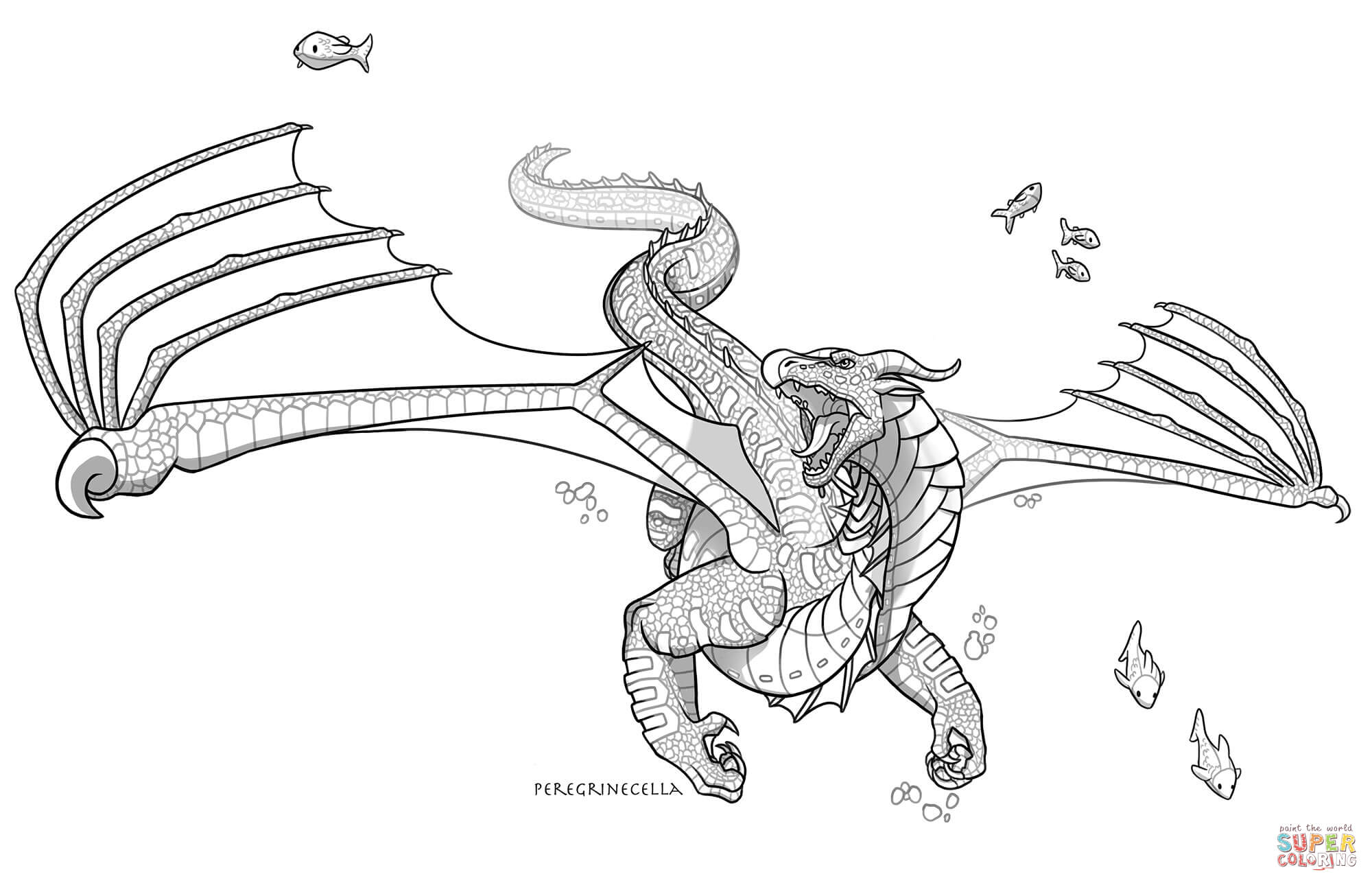 Seawing dragon coloring page free printable coloring pages