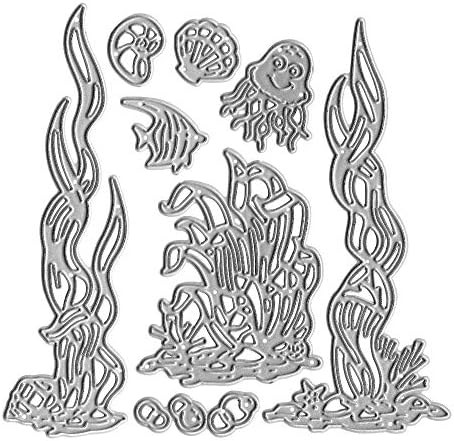 Metal sea grass seaweed coral tropical fish cutting diesjellyfish shell fish conch ocean die cuts summer embossing stencils template mould for card scrapbooking and diy craft album paper card decor