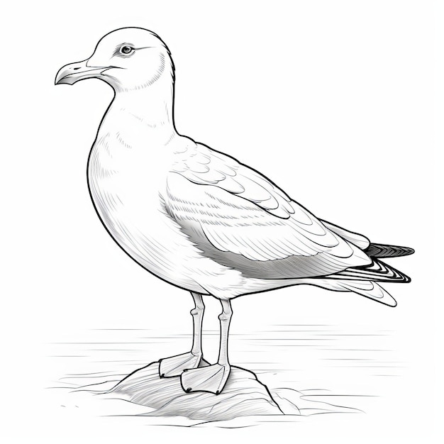 Premium ai image seagull coloring page realistic graphite drawings for childrens coloring book