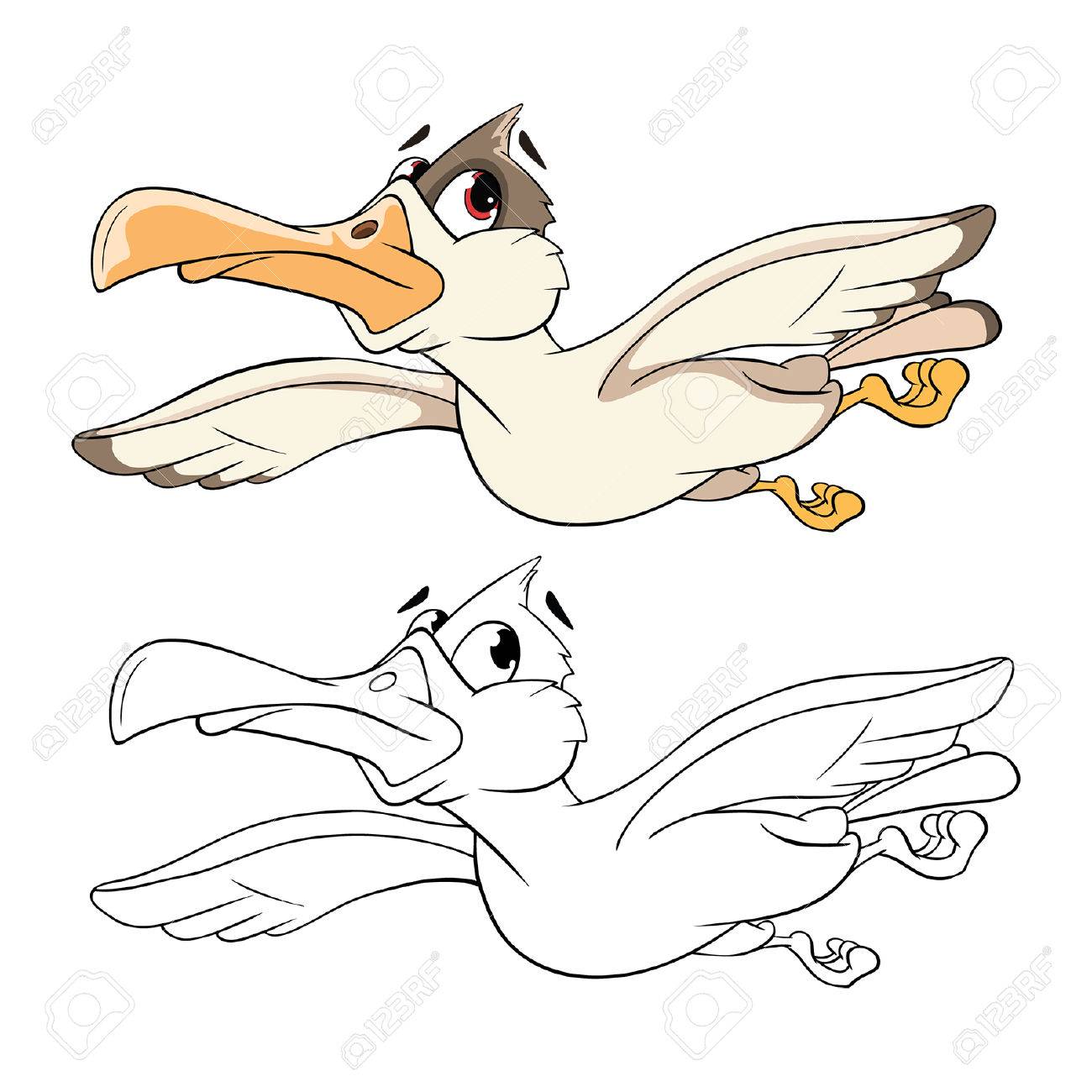 Illustration of cute seagull cartoon character coloring book royalty free svg cliparts vectors and stock illustration image