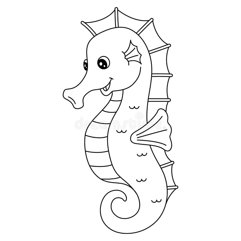 Seahorse coloring page isolated for kids stock vector
