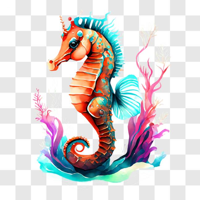 Download colorful seahorse in the ocean png online
