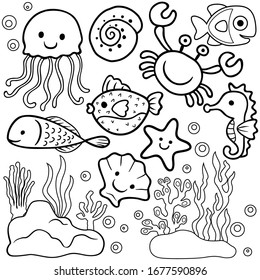 Sea life coloring pages images stock photos d objects vectors