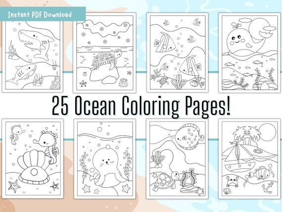 Ocean coloring pages for kids sea life coloring page coloring pages pdf ocean animals coloring page bundle sea animal coloring pages