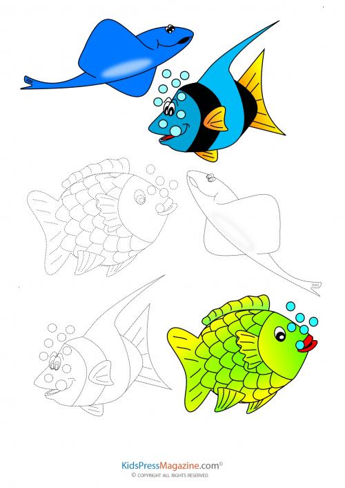 Match up coloring pages â sea life