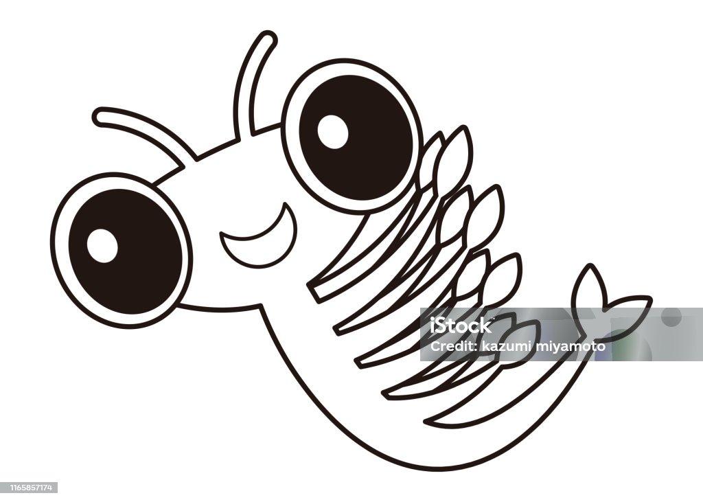 Sea monkey artemia character coloring vector illustration stock illustration