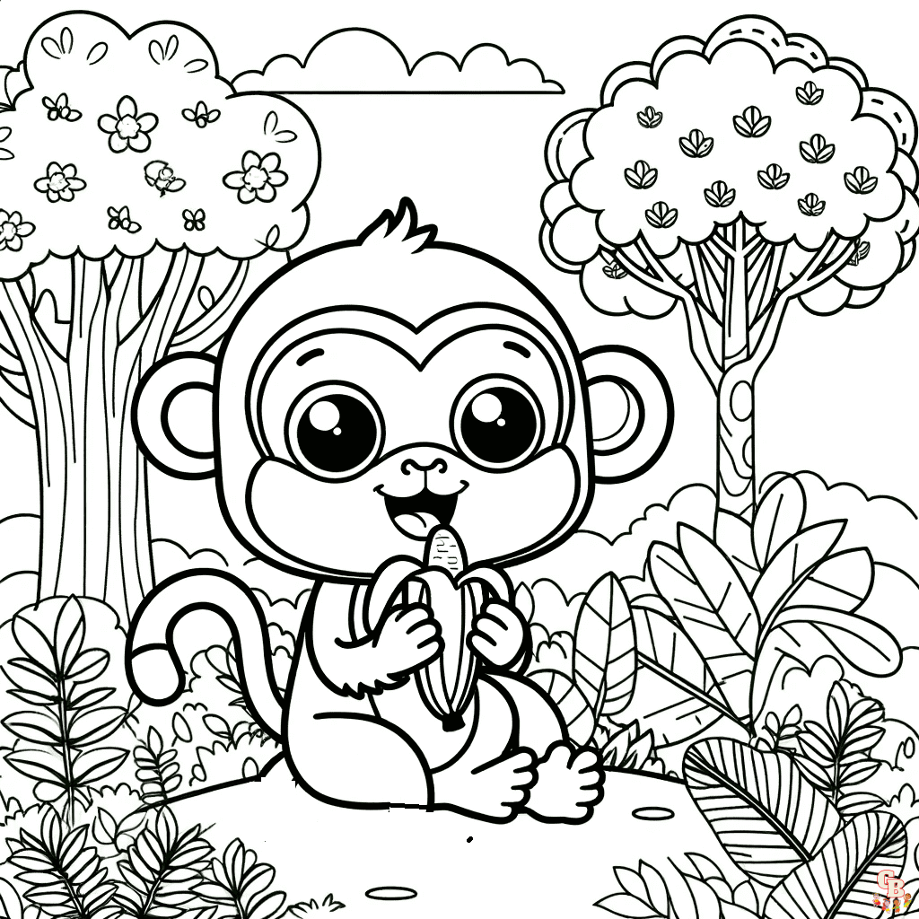 Monkey coloring pages for kids