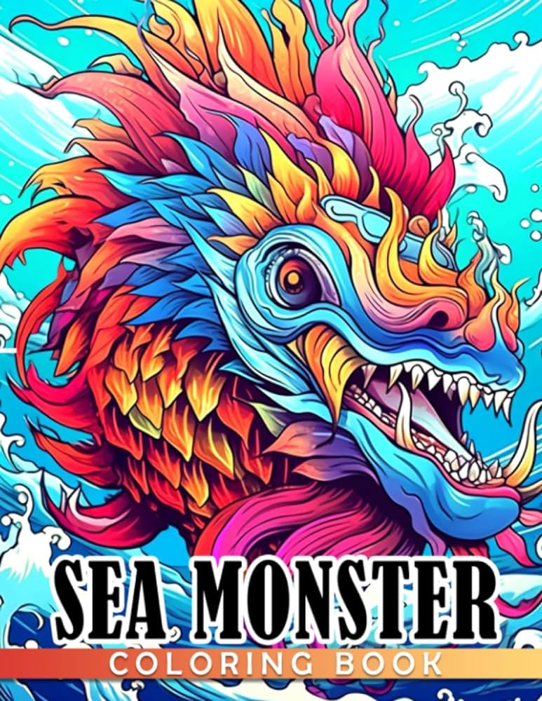 Sea monster coloring book terrifying beast coloring pages with amazing illustrations for all ages boys girls relieving stress and relaxation escobar caitlyn books