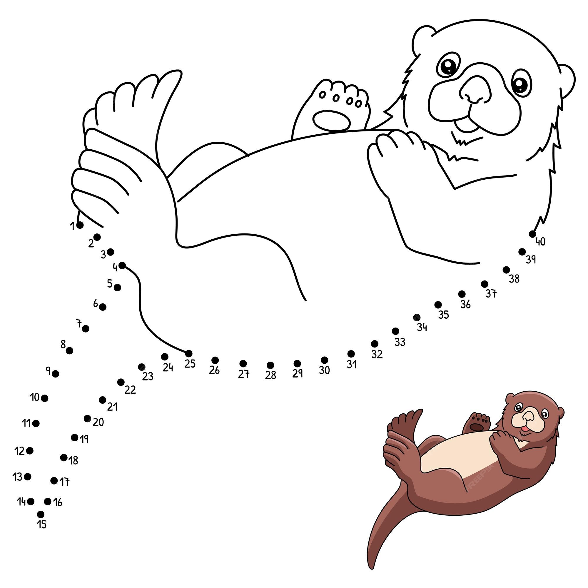 Premium vector sea otter coloring page for kids