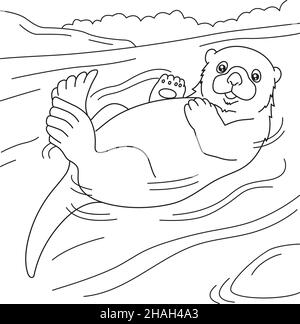 Sea otter coloring page for kids stock vector image art