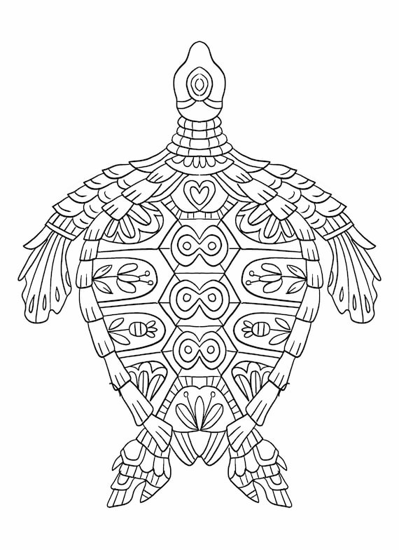Mandala sea creature coloring page sea creature printable coloring pages digital download coloring book page zentangle page