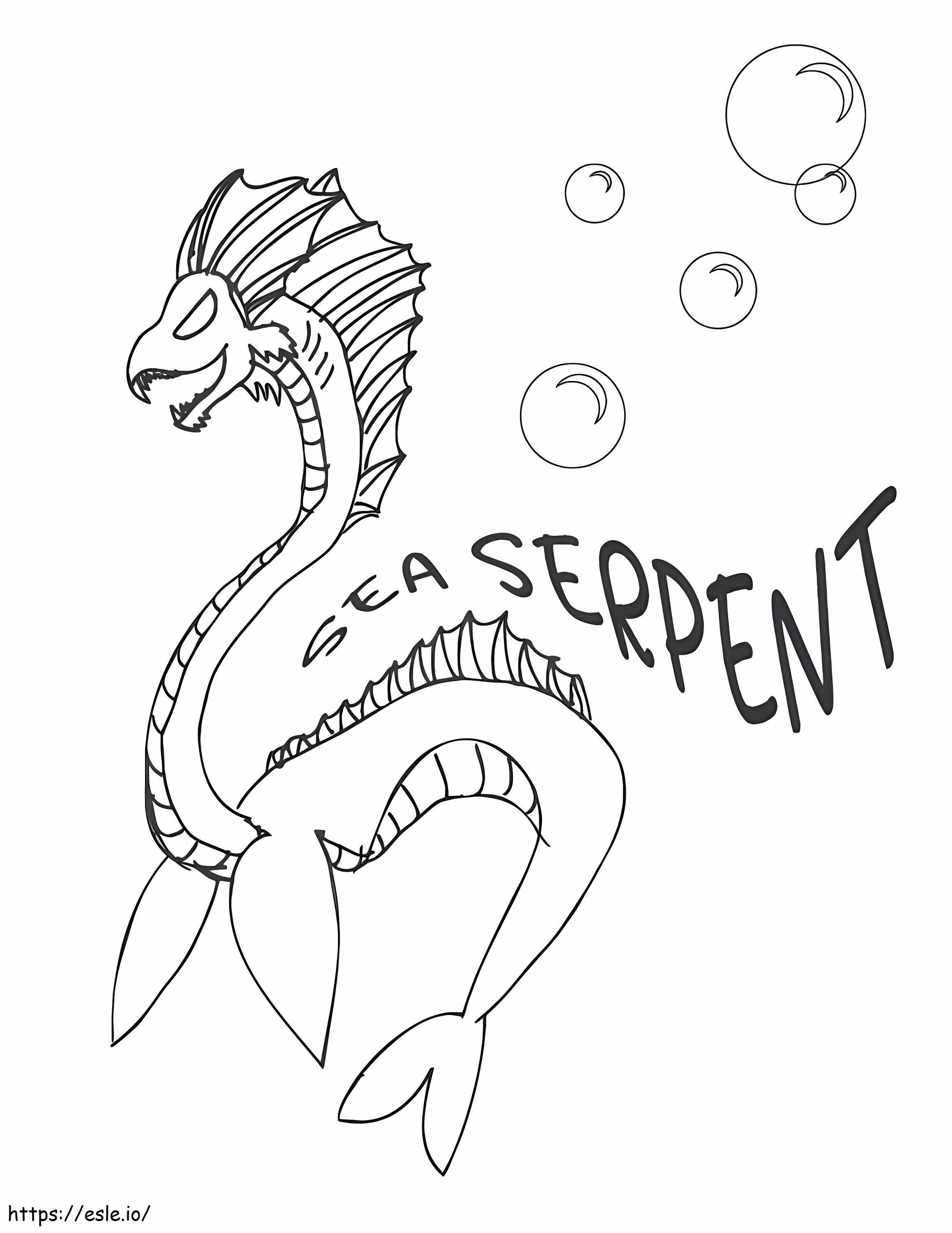 Sea serpent drawing coloring page