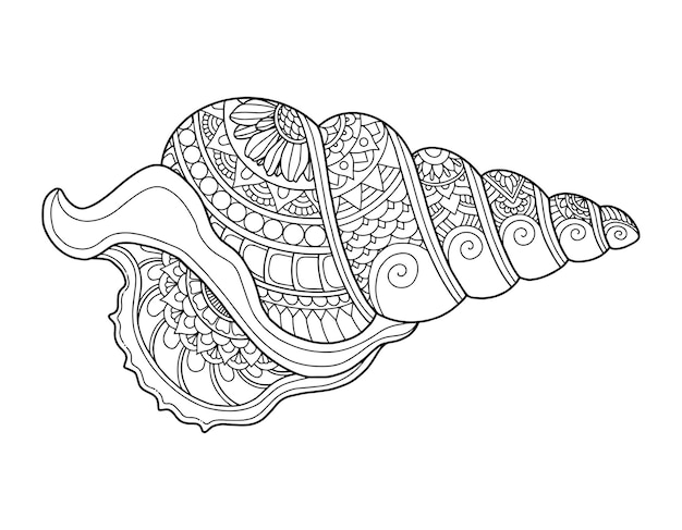 Premium vector shell coloring page design clear background