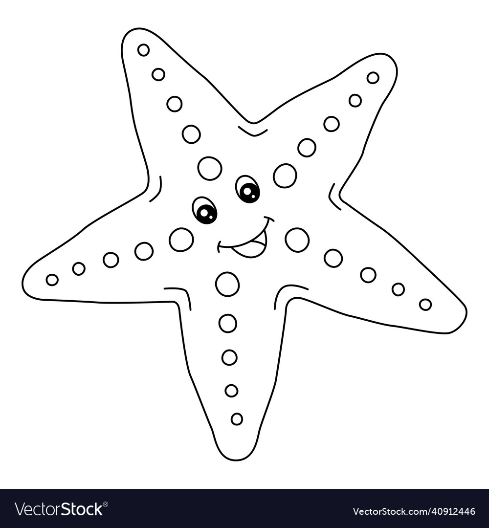 Sea star coloring page isolated for kids vector image