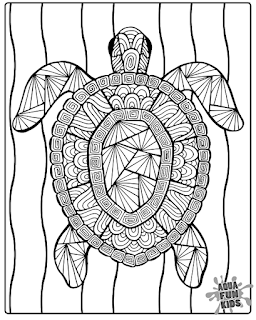 Aqua fun kids sea turtle coloring page